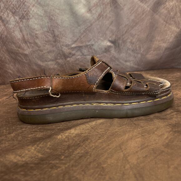 Vintage 90s Dr. Martens Fisherman Sandals Brown Leather Buckle Chunky Men\'s 12 main image 6